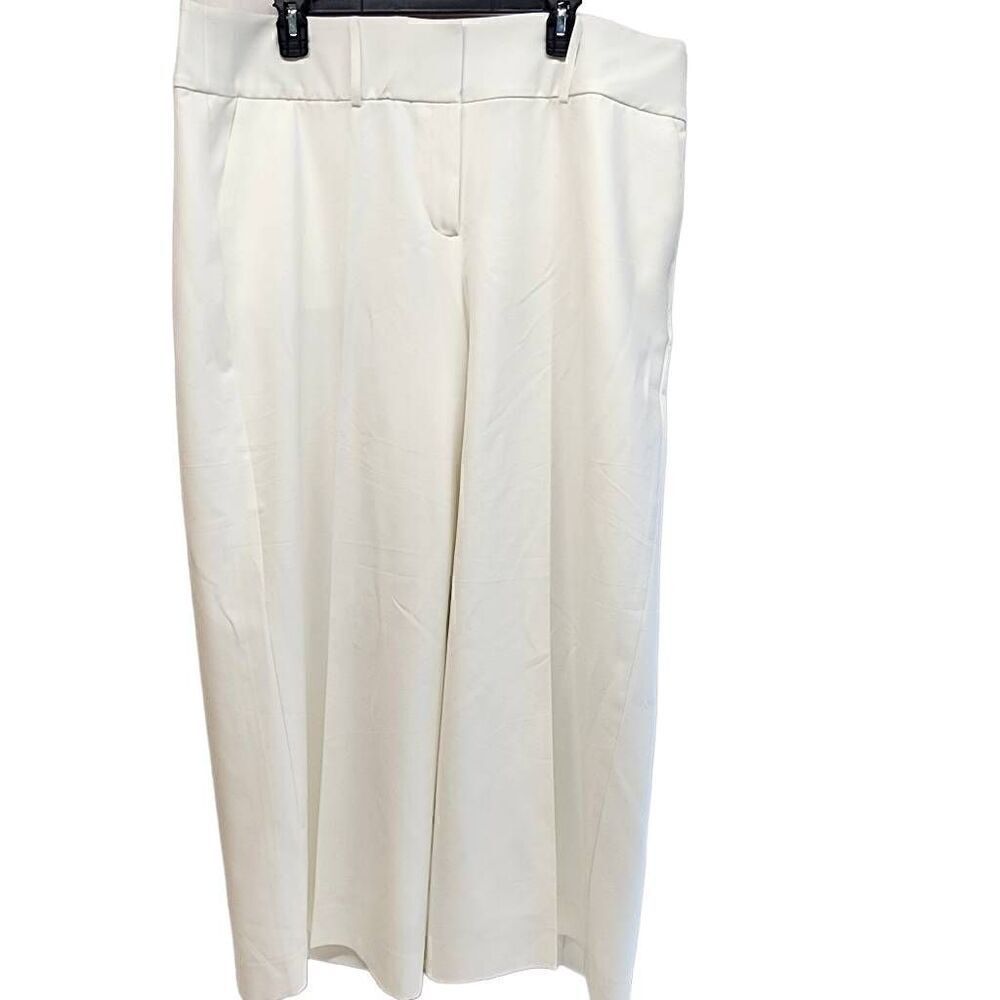 Lane Bryant Size 18 White Wide Leg Cropped Trousers O18 - Picture 2 of 9